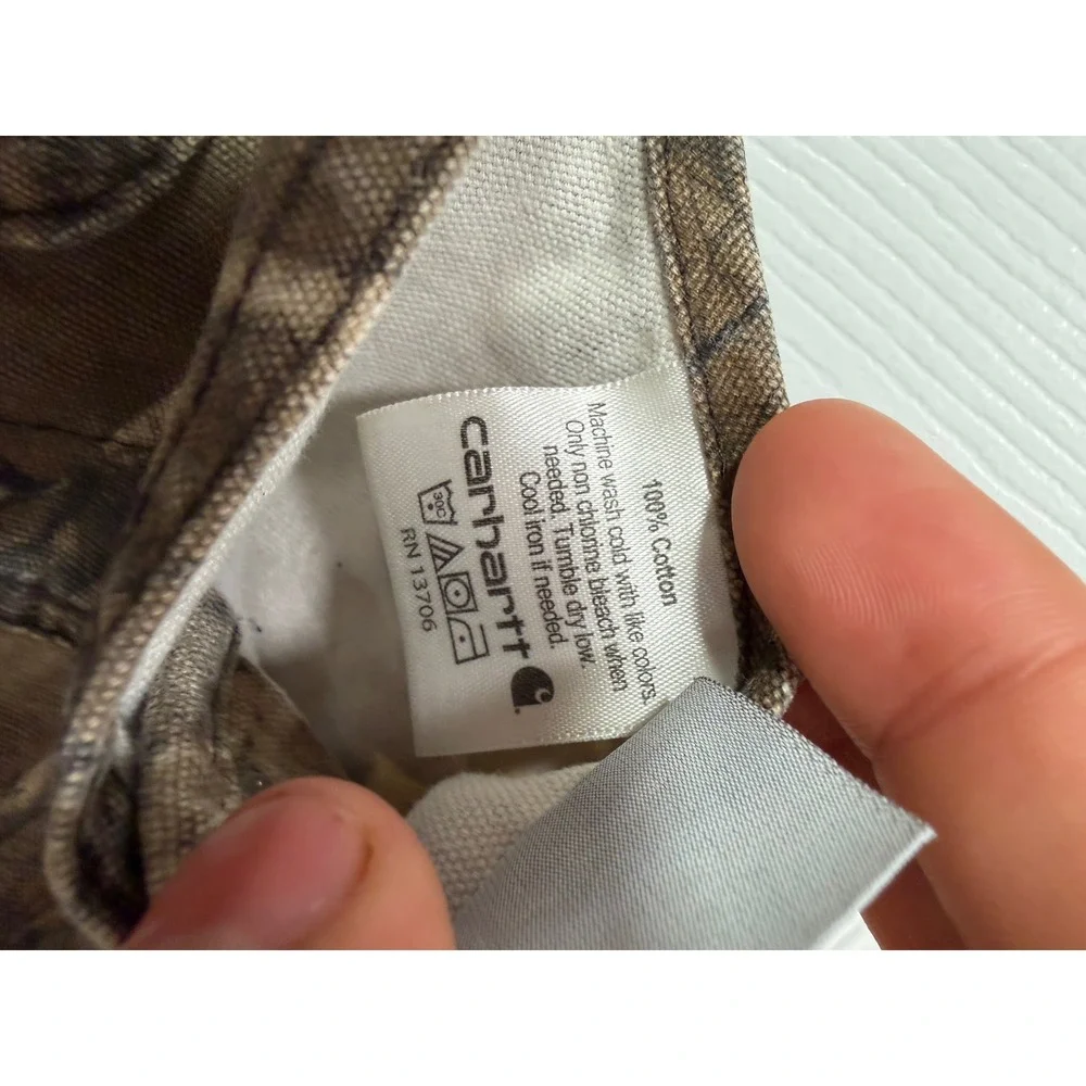 Carhartt Kids RealTree Camo Cotton Canvas Bib Overalls 24M Brown Camouflage
